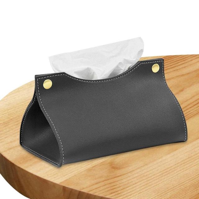 Tissue Holder Box Stylish Cube PU Leather Tissue Case Holder With Metal Buckle Wear Resistant Thickened Storage Box For Home