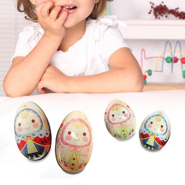 4Pcs Metal Easter Candy Box,Jewelry Gift Canister Cookie Tins,Easter Egg Tin Box for Party Favors Holiday Spring