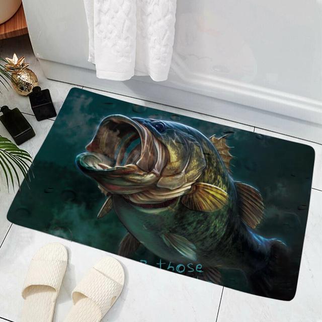 Trout Fishing House Doormat Decor 3D Print Animal Doormat Carpet Soft Non-Slip Doormat Absorbent Mat for Bedroom Porch