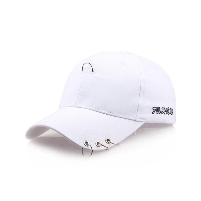 Summer Iron Ring Baseball Cap Cotton Letter Peaked Cap Gothic Style Mens And Womens Sports Sun Hat