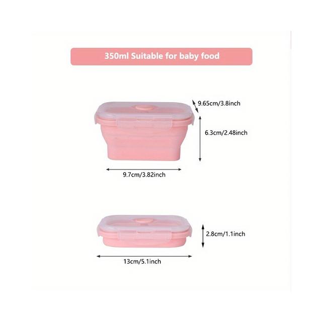 1pc Folding Silicone Insulated Lunch Box Collapsible Portable Round Bento Box For Office Workers Leakproof Food Storage Container With BPA Airtight Li