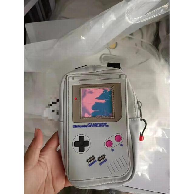 Childrens One Shoulder Messenger Bag Boys Game Console Bag Cartoon Print Girls Zipper Nylon Skin Gray And Pink Colors