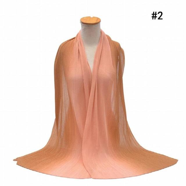 Muslim Bubble Cfhiffon Pleated Scarf Shawls Hijab For Women 70*180cm High Laides Turban