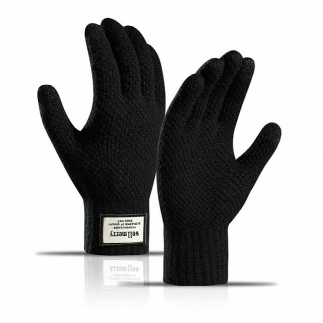 Winter Men Knitted Gloves Touchscreen High Male Mitten Thicken Warm Wool Cashmere Solid Men Business Gloves Autumn