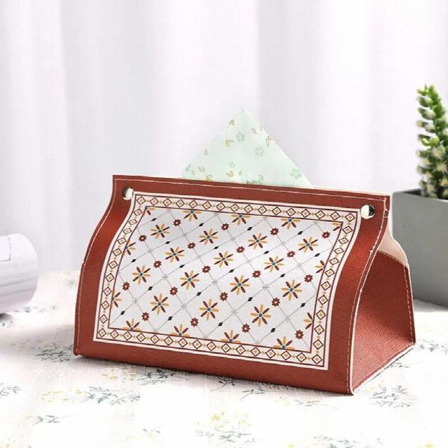 Moroccan Style Leather Tissue Box Classical Living Room Bedroom Restaurant Decorative Napkin Storage Bag Car Paper Towel Box
