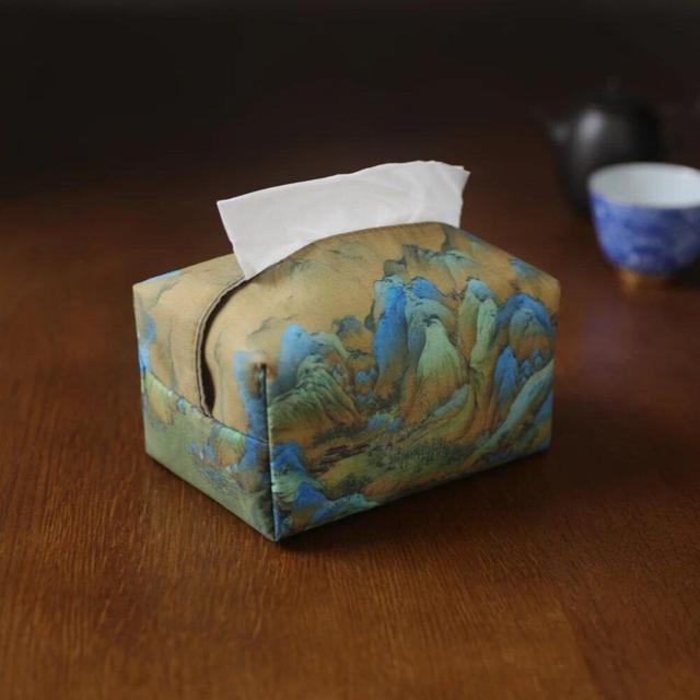 Printed Pattern Cloth Tissue Box Vintage Facial Napkin Paper Storage Tea Table Decoration for Living Room Tissue Cover