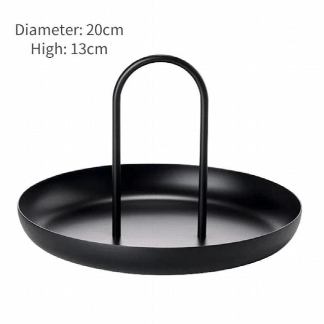 Table Decorate Tray Round Desktop Storage Tray Nordic ABS Metal Portable Storage Rack Cosmetics Basket Dessert Plate Home Decor