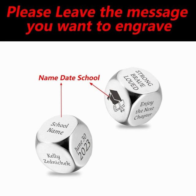 Personalized Graduation Dice Name Date Engraved Graduation Season Message For Daughter Son Grad Inspirational Gift
