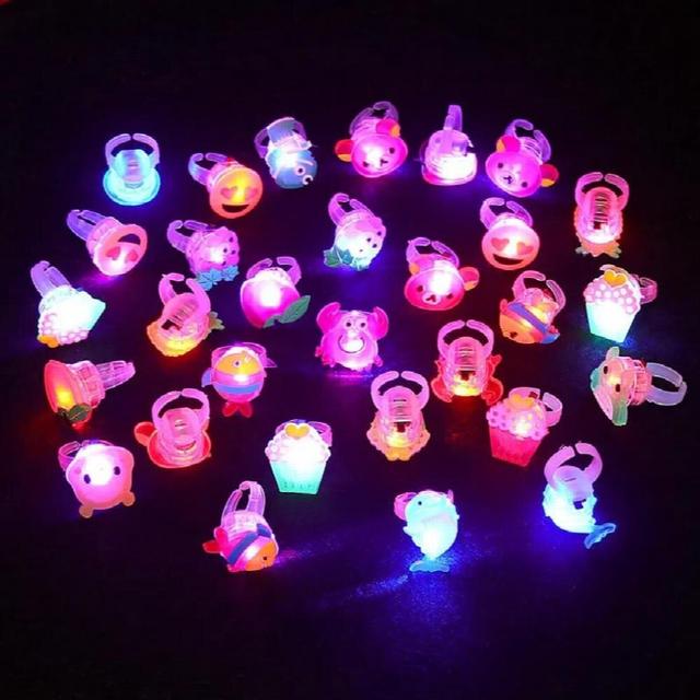 5PCS Flashing Rings Luminous Toys for Kids Cartoon Led Light Finger Glowing Toys Baby Girl Birthday Gift