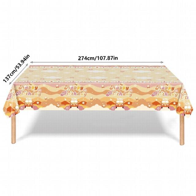 Childrens Birthday Party Tablecloth Hippie Party Tablecloth Rainbow Birthday Childrens Bus Decoration Disposable Tablecloth Supplies