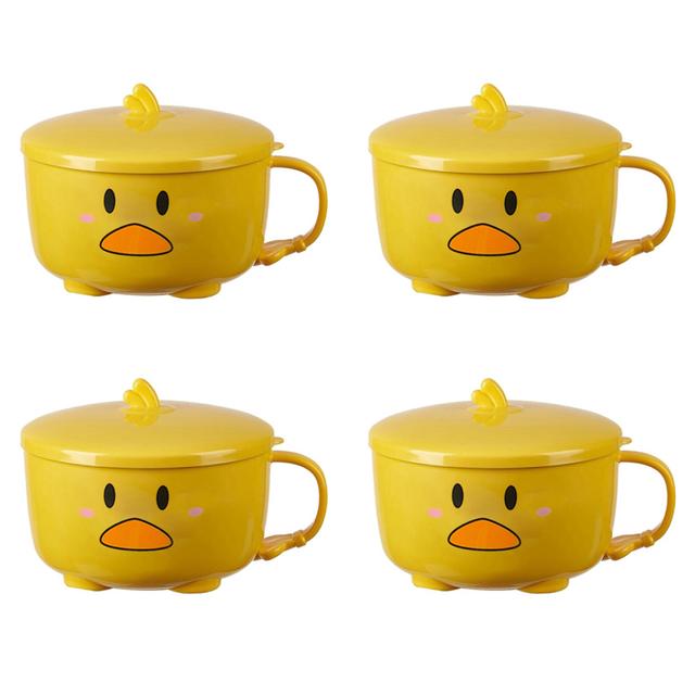 Duck Ramen Noodles Bowl with Lid Cute Stainless Steel Fruit Bowl 2