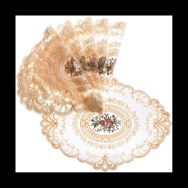 6Pcs Dinning Table Cover Embroidered Table Cloth Elegant Round Lace Tablecloth Coffee Coasters Napkin Party Decoration