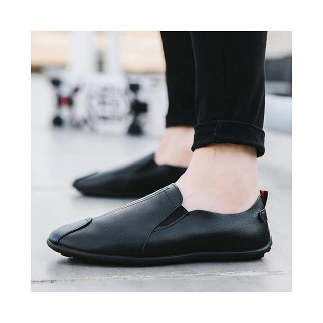 (Black-8.5) Spring Men Casual Shoes Loafers Old Peking Shoes Man Flat Soft Driving Footwear Lightweight Male Peas Shoes Loafers