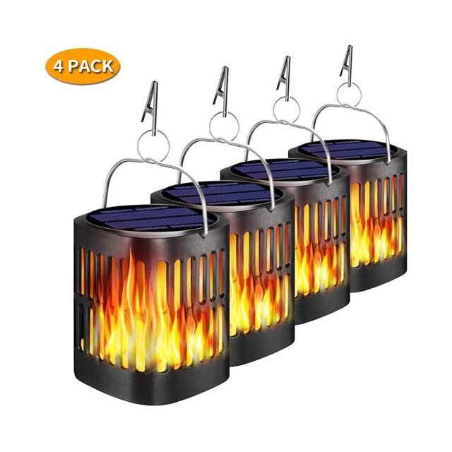 Upgraded Solar Lanterns Outdoor Hanging Ollivage Dancing Flame Torch Lights Powered Umbrella Night 4 Pack Decorative Lighting