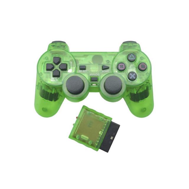 (Transparent green) Wireless Controller Gamepad Transparent Color 2.4G Vibration Joystick