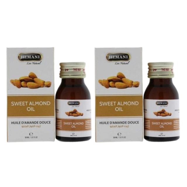 Hemani Sweet Almond Herbal Oil 30ml Pack Of 2 |100% Natural |Rich in Vitamin E |Moisturizing | Silky Smooth Hair & Soft Skin |Reduce Muscle Pain