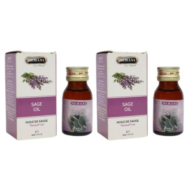 Hemani Sage Herbal Oil 30ml Pack Of 2 |Relief Sore Throat |High Blood Pressure |Rashes & Swollen Skin Treatment |Essential & Multipurpose Oil