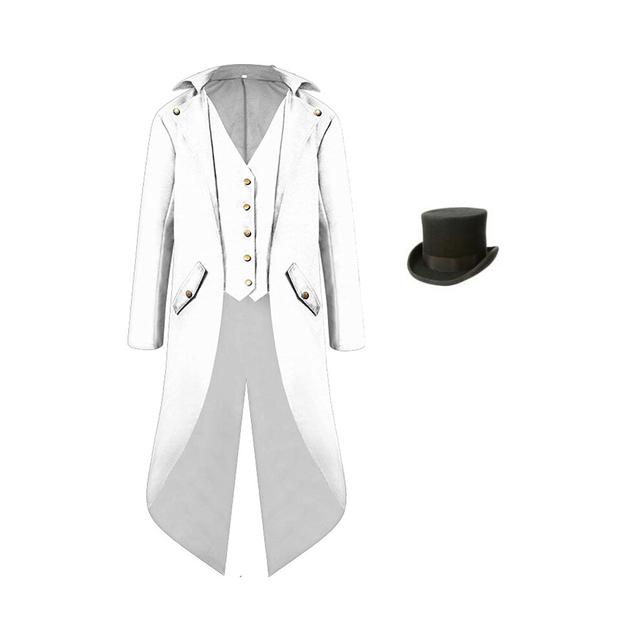 (201812white, x  x  x L) New Medieval Retro Red Tuxedo Tailcoat Mens Jacket Coats Steampunk Costume