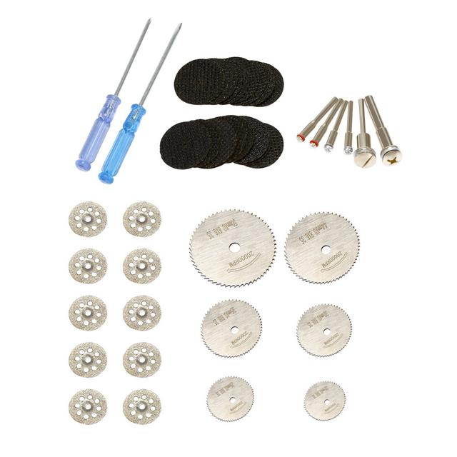 36Pcs Cutting Wheel Set for Tool, HSS Circular Saw Blades 6Pcs, Resin Cutting Discs 20Pcs Diamond Cutting Wheels 10Psc with 2 Screwdrivers