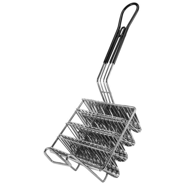 Fryer Basket, Shell Fryer, Holds 4 Shells Deep Fryer Holders Basket with Grip Handle Holder Stand