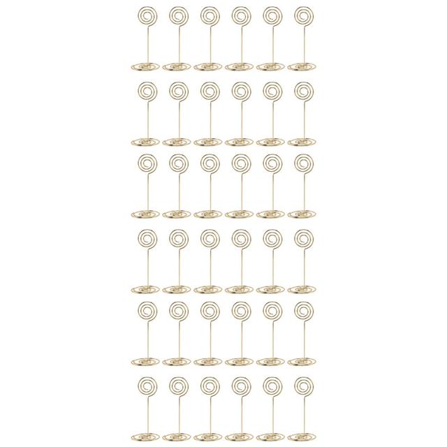 36 Pack Table Number Card Holders Photo Holder Stands Place Paper Menu Clips, Circle Shape (Gold)