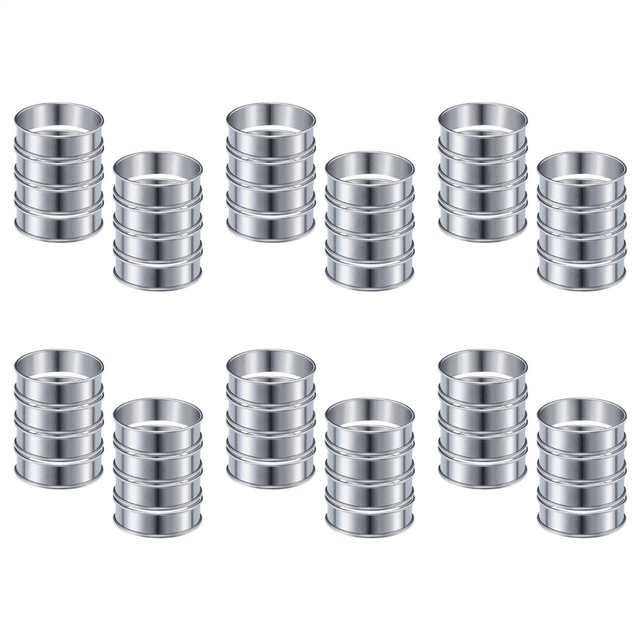 48 Pcs 4.1 Inch Muffin Tart Rings Double Ring Stainless Steel Round Mold for Home Cooking