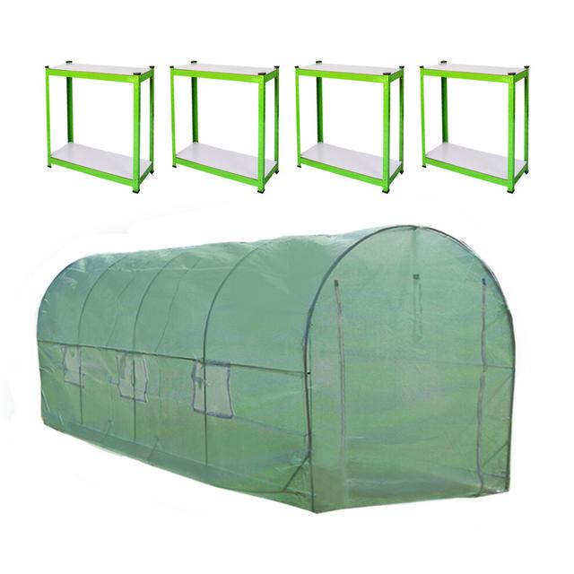 Polytunnel Greenhouse Walk In Galvanised Racking Garden Grow Tent 19mm 5 x 2m
