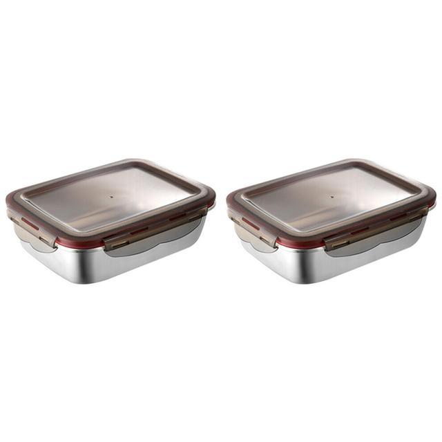 2X 220Ml Stainless Steel Lunch Box Sealed Food -Keeping Boxes Office Bento Container Lunch Container