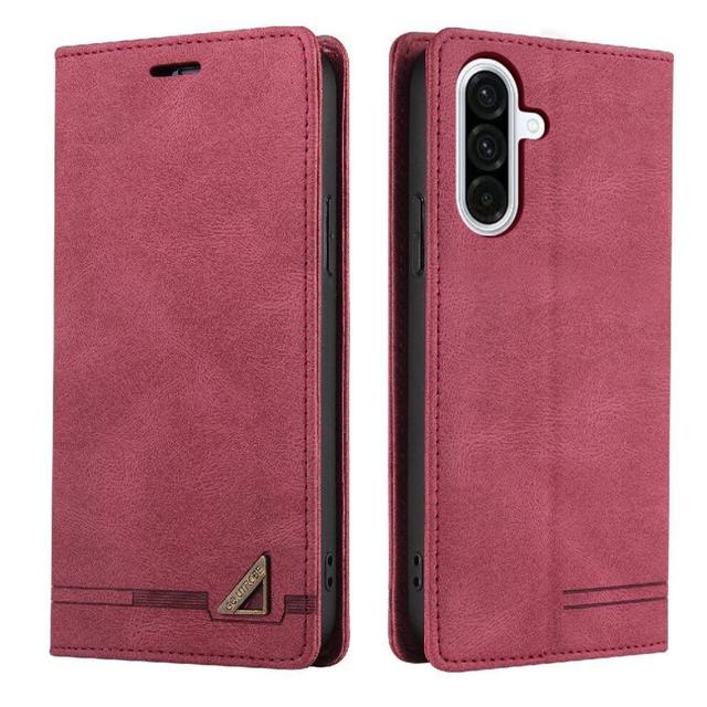 (Red) Flip Case for Samsung Galaxy A36 Premium Leather Kickstand Premium Leather Two Card Slots
