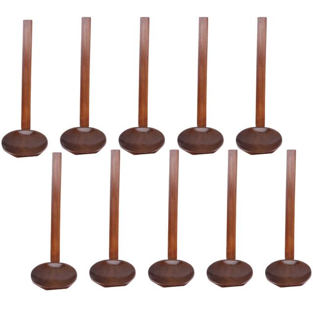 Japanese 8.5 inch Ramen Handcrafted Wooden Soup Spoon Wooden 10 Pcs
