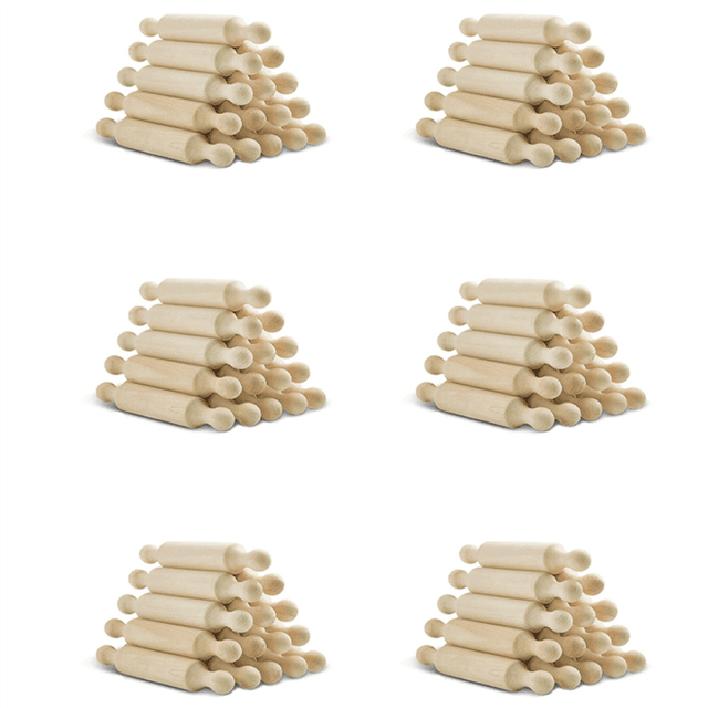 90 Pieces Wooden Mini Rolling Pin 6 Inches Long Kitchen Baking Rolling Pin Small Wood Dough Roller for Children Fondant