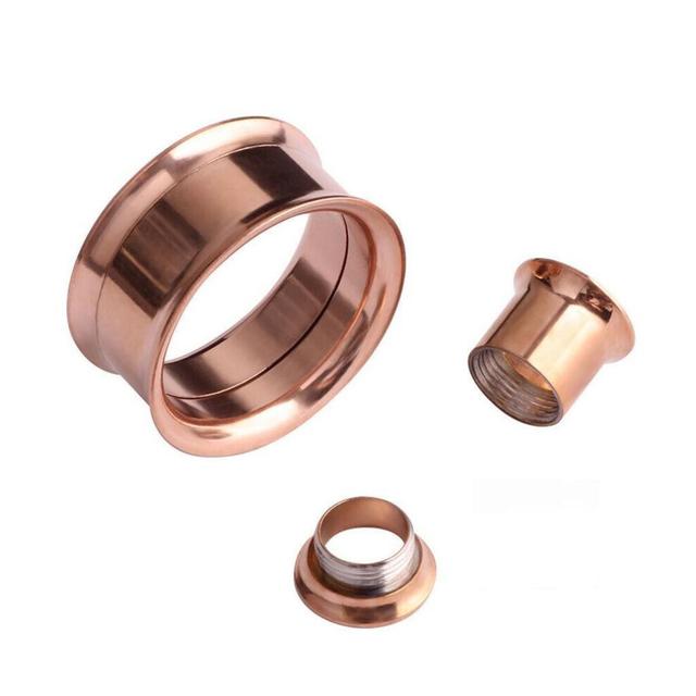 (rose gold, 8mm) 2x 316l Steel Body Piercing Jewelry Double Flares Screw Ear Expander Flesh Tunnel Plugs Ear Gauges