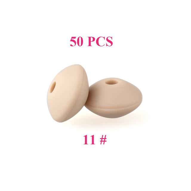 (11) 50pcs Baby Silicone Beads 12mm Lentil Beads Food Grade DIY pacifier clip Necklace Teether children's Toys products Accessories