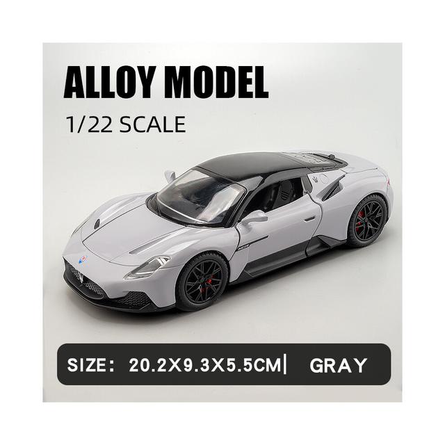 (Gray) Large 1/22 Maserati MC20 Sport Car Alloy Model Car Diecast Metal Scale Collection Vehicle Model Sound