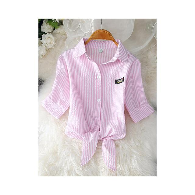 (Red stripe, XXL) New Womens Tops Fashion Women Summer Chiffon Blouse Short Sleeve Casual Shirt White Ropa Mujer Blusas Feminino