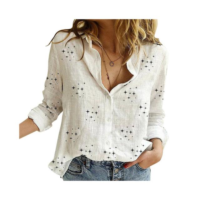 (QU437-11, L) Solid Casual Loose Shirts For Women Autumn Vintage Women's Oversized Shirts And Blouses Fashion Elegant Youth Female Tops