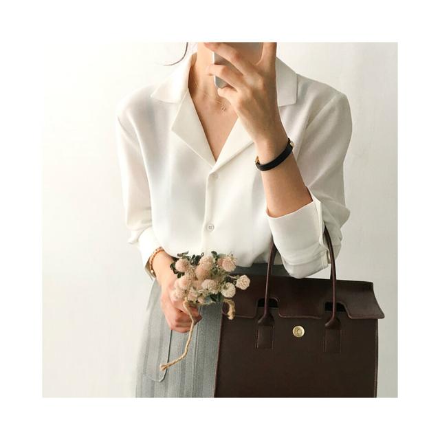 (WHITE, S) Womens Tops And Blouses Solid White Blouse Office Shirt Blusas Mujer De Moda  Long Sleeve Blouse Women Shirts Clothes A405