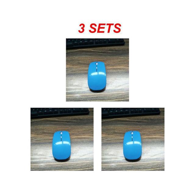 (E 3PCS) Ultra Thin USB Optical Wireless Mouse Gamer Receiver Super Slim Gaming Mouse Cordless Computer PC Laptop Desktop