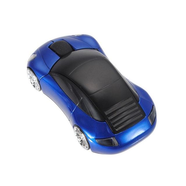 (blue) 2.4GHz Sports Car Wireless Mouse USB Scroll 1600DPI Car Shaped Wireless Mouse Convenient Lightweight for Laptop/PC