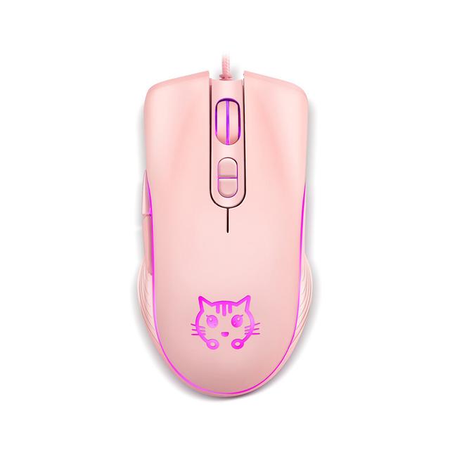 (Pink) USB Wired Gaming Mouse Pink Computer Professional E-sports Mause 2400 DPI Colorful Backlit Silent Mice for Lol Data Laptop Pc
