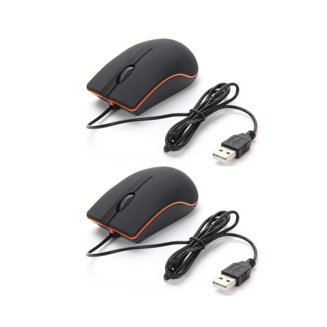 (2Pcs Black) USB Wired Gaming Mouse 1200 DPI Optical 3 Buttons Game mouse For PC Laptop Computer E-sports 1M Cable USB Mice New