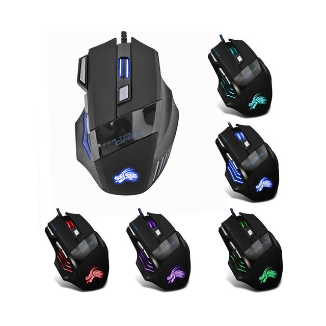 (1PCS Mouse) Wired Gaming Mouse 7 Button Backlit 5500 DPI Adjustable Black Wired Optical Computer Gaming Mice for PC Gamer Computer Desktop