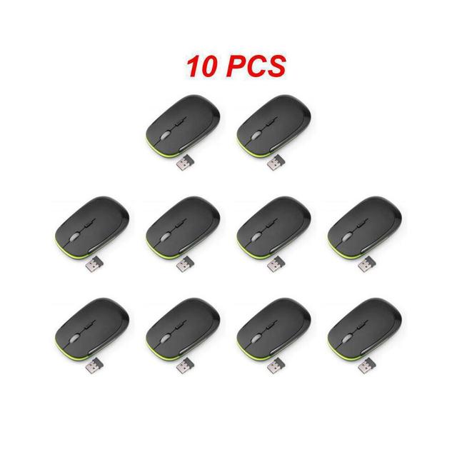 (Style A 10pcs) Ultra-thin Mouse 2.4Ghz Mini Wireless Optical Gaming Mouse Mice& USB Receiver Wireless Computer Mouse For PC Laptop 3500