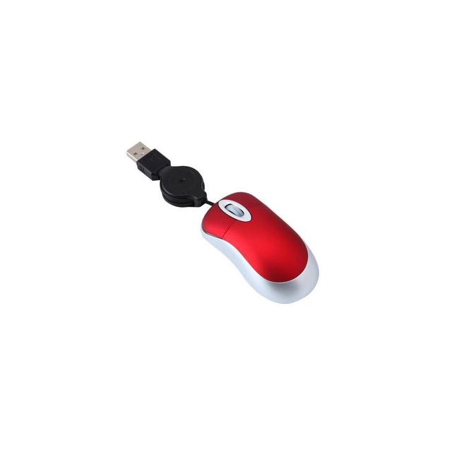 (Red) New Cute Girl Creative Computer Mice Telescopic 3 Keys 1600DPI Laptop USB Retractable Cable Optical Mini Wired Mouse