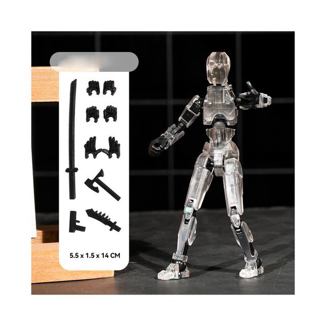 (Transparent, 14cm) T13 Action Figure Titan 13 Action Figure Dummy Lucky 13 Action Figure 3D Printed Multi-Jointed Movable
