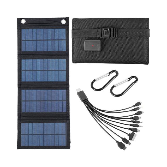 (1 set) Solar Panel Folding Charger IP65 Waterproof and Lightweight USB Solar Charger with 2 Hooks and 1 Adapter for Outdoor Activities