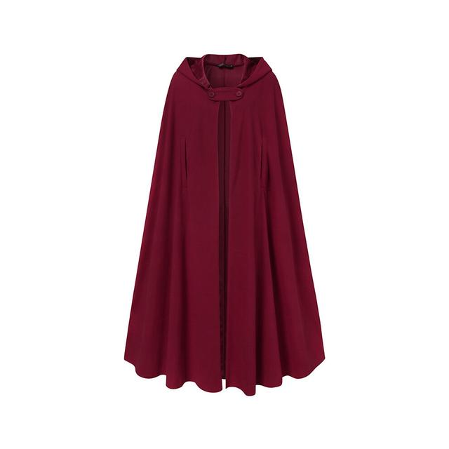 (RED, XL) Women Stylish Long Cape Cloak Hooded Wool Blend Cloak Coat Autumn Hoodies Poncho Warm Cosplay Jackets Outwear Windbreaker