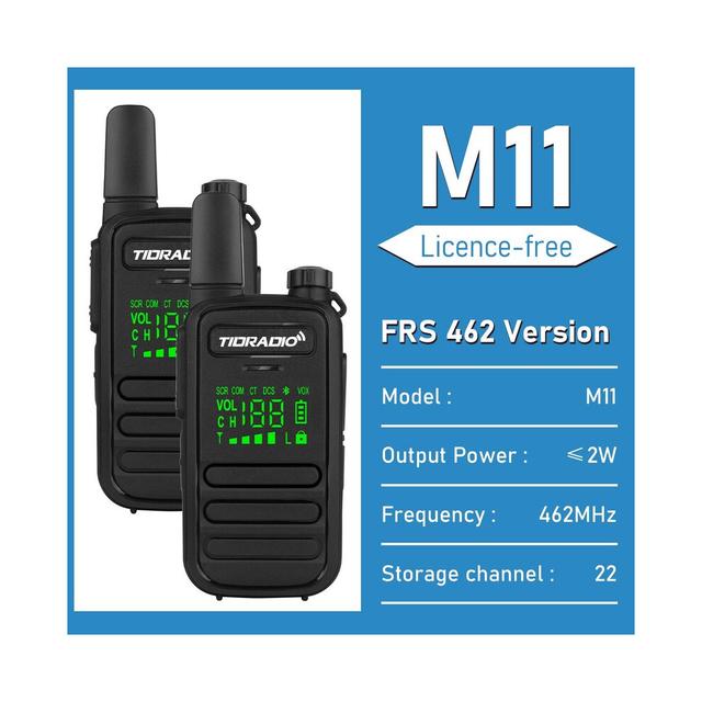 (FRS-BLACK) TIDRADIO 2PCS Portable Mini Walkie Talkie Profesional PMR /FRS  Communication Radio Two Way Radio Transceiver