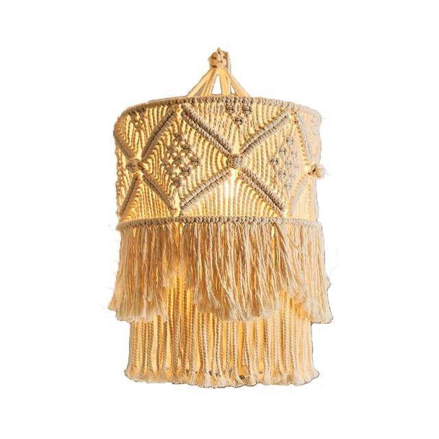 Handmade Wall Tapestry Lampshade Macrame Boho Decor Handcraft Tassel