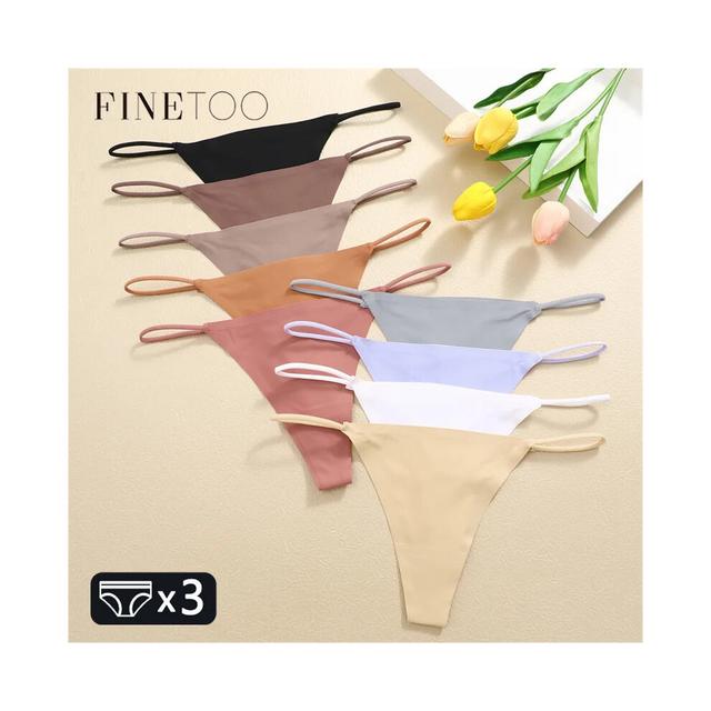 (SET 12, 1PC) 3pcs Womens Seamless Thongs Sexy Low Waist Bikini Panties